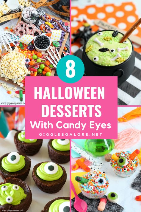 Halloween Treats With Candy Eyes, Halloween Desserts With Eyes, Monster Brownies, Easy Halloween Desserts, Halloween Themed Desserts, Halloween Deserts, Halloween Brownies, Halloween Themed Food, Candy Eyes