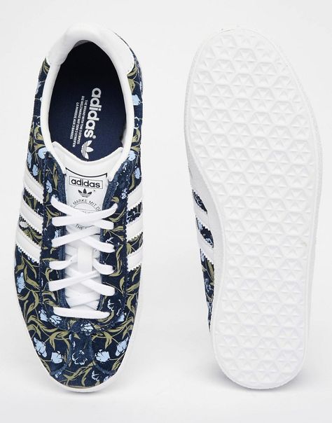 adidas Gazelle Floral Print Trainers Walk A Mile, Print Sneakers, Walk This Way, Adidas Gazelle, Adidas Shoes, Latest Fashion Clothes, White Sneaker, Latest Fashion Trends, Walking