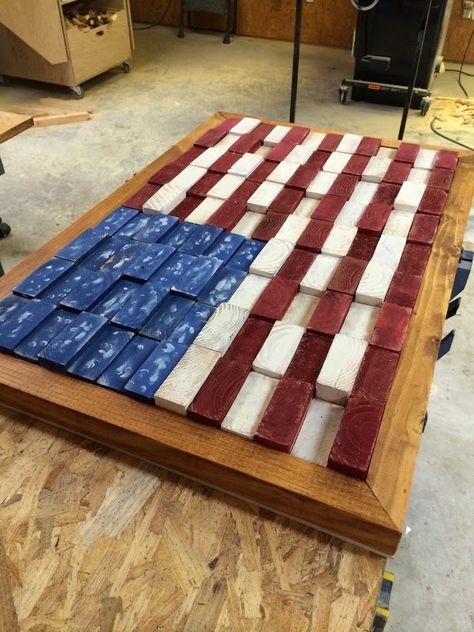 Scrap 2x4 Flag | Wilker Do's Flag Diy Projects, American Flag Diy, Flag Diy, Scrap Wood Crafts, American Flag Decor, American Flag Wood, Wooden Flag, Wood Projects That Sell, Wood Scraps