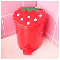 Strawberry Bathroom, Cute Trash Can, Bedroom Trash Can, Garbage Storage, Trash Can With Lid, Strawberry Decorations, Bathroom Trash Can, Kawaii Room Decor, Trash Can For Car