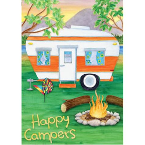 Camper Pictures, Christmas Caravan, Camper Painting, Camping Quilts, Art Beginners, Camping Fabric, Camping Quilt, Camper Decals, Camper Art