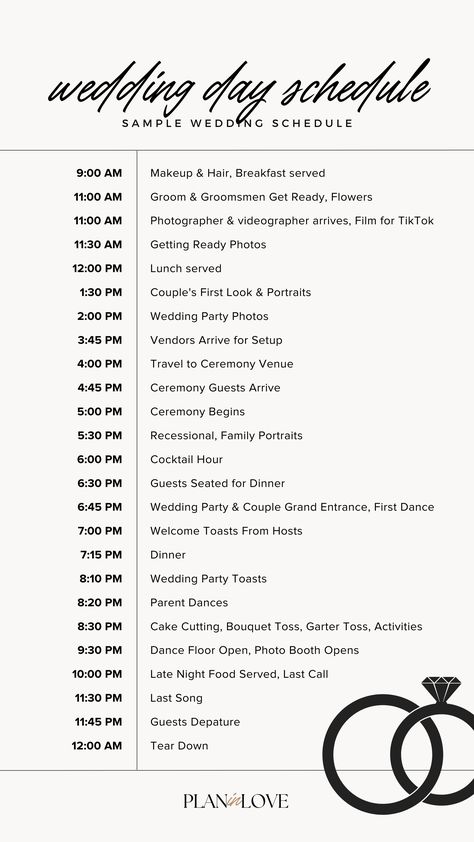 Ensure your wedding day runs smoothly with our wedding day timeline guide. Our free template, tools, and tips will help you plan and execute your perfect wedding day timeline. Don't let the stress of wedding day logistics get in the way of your special day. Check out our guide now! Wedding Day Layout, Two Year Wedding Planning Timeline, Wedding Parties Timeline, Day Of Wedding Itinerary, Wedding Day Reception Timeline, Wedding Timeline For 5pm Ceremony, 530 Wedding Timeline, Timelines For Wedding Day, Wedding Coordinator Timeline