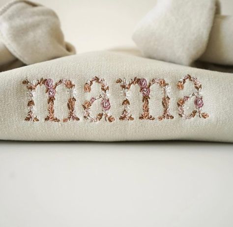 Our { Mama Floral 🌼 Embroidered Crew } is now live and available in sizes small - extra large. Come snag yours now and I promise it will be your new favorite casual fit 🤍✨ - - #mothersday #mama #mom #motherhood #mommyandme Mama Embroidery Sweatshirt, Hand Embroidered Sweatshirt, Mama Embroidered Sweatshirt, Bracelet Embroidery, Embroidery Crewneck, Mama Sweater, Embroidered Shirts, Flowers For Sale, Embroidery Tshirt