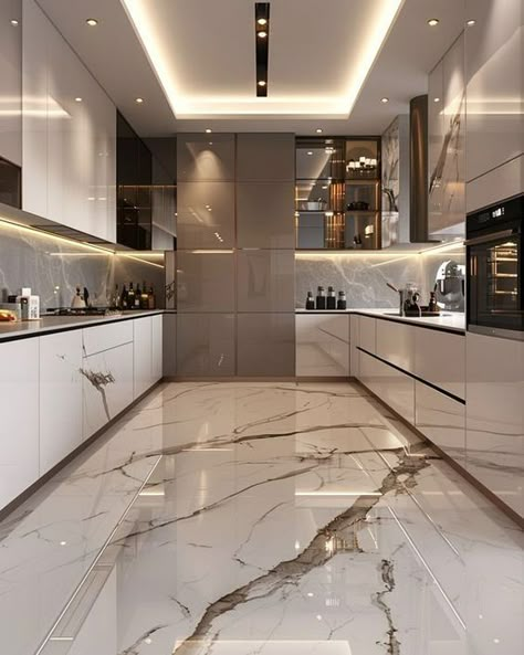 Dream Kitchen Design Luxury Modern, Cocina Aesthetic, Luxury Kitchens Mansions, Luxury Houses Kitchen, Small Kitchen Hacks, Classy Kitchen, Modern Luxury Kitchen, Elegant Kitchen Design, Diy Kitchen Backsplash