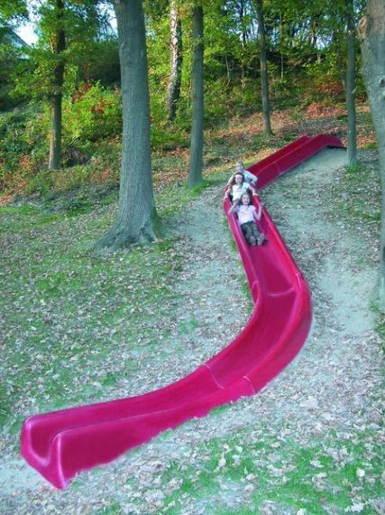 Forest Playground, Farm Exterior, Backyard Transformation, Backyard Activities, Sloped Yard, Sloped Backyard, Hillside Landscaping, Backyard Play, Backyard Playground