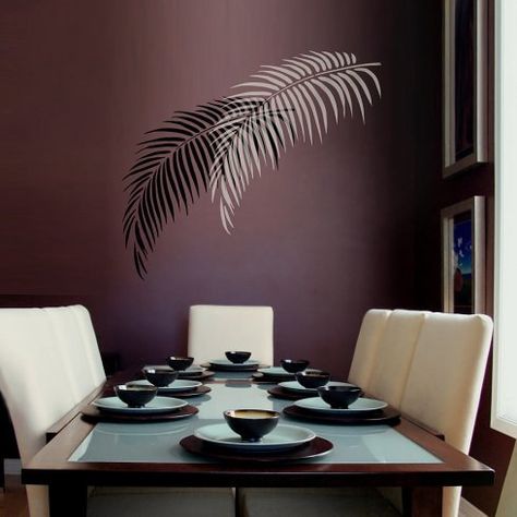 AmazonSmile: Palm Frond Wall Art Stencil - Wallpaper Stencils, Easy Wall Stencil, Leaf Wall Stencil, Stencils For Walls, Stencil Wall Art, Stencil Wall, Wall Stencil Patterns, Easy Home Improvement, Wallpaper Stencil