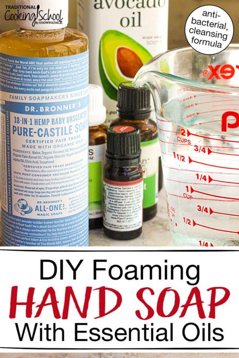 We love essential oil foaming hand soap, but not the price! If you want to know how to make your own homemade moisturizing soap with essential oils, then grab yourself a foaming soap dispenser or container and follow this easy DIY recipe. You'll save money, stretch your soap further, and use simple, safe ingredients like Dr Bronners liquid castile soap. #DIY #homemade #soap #essentialoils #antibacterial Homemade Foaming Soap, Foaming Hand Soap Recipe, Homemade Hand Soap, Hand Soap Recipe, Diy Foaming Hand Soap, Diy Hand Soap, Dr Bronners, Homemade Essential Oil, Liquid Castile Soap