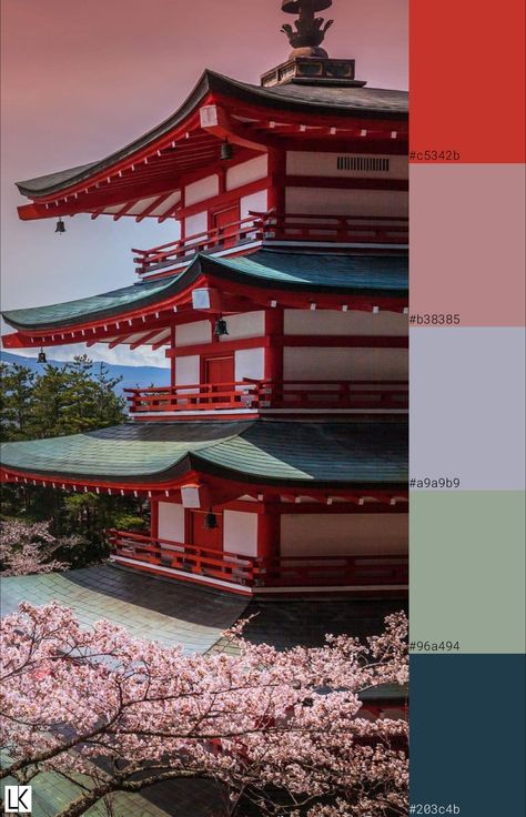 Tokyo Colour Palette, Sakura Color Palette, Japanese Colour Palette, Japan Color Palette, Japanese Shrine, Sensoji Temple, Minimalist Japanese, Chinese Temple, Japanese Colors