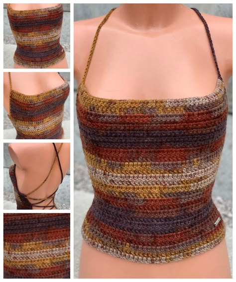 Crochet Tops Halter, Festival Top Crochet Pattern, Bigger Crochet Projects, Y2k Crochet Pattern Free, Crochet Clothes Tutorial Videos, Summer Crochet Outfits, Summer Outfits Crochet, Crochet Halter Top Pattern Free, Indie Crochet