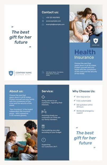 Health insurance brochure template psd w... | Free Psd #Freepik #freepsd #brochure #flyer #business #people Health Brochure Design, Health Brochure, Insurance Brochure, Health Flyer, Business Tiktok, Medical Brochure, Medical Wallpaper, Brochure Template Psd, Medical Background