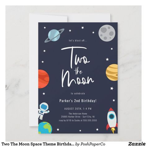 Space Theme Birthday Party, Graduation Chalkboard, Space Invitation, Two The Moon, Space Theme Party, Moon Space, Moon Party, Space Birthday Party, 2nd Birthday Party Themes