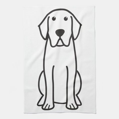 Labrador Retriever Dog Cartoon Kitchen Towel | Zazzle Labrador Sketch Easy, Dog Looking Up, How To Draw Dog, Pet Doodles, Drawing Cookies, Labrador Cartoon, Dog Paw Drawing, Cartoon Dog Drawing, Cartoon Kitchen