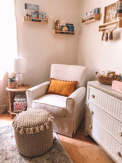 @liketoknow.it @liketoknow.it.home @liketoknow.it.family #liketkit http://liketk.it/3iXhn Boho Nursery Inspo 🧡 Rocking chair corner! Follow my shop @lexiechilders on the @shop.LTK app to shop this post and get my exclusive app-only content! #liketkit #LTKbaby #LTKhome #LTKfamily @shop.ltk http://liketk.it/3iXhn Rocking Chair Corner, Nursery Reading Corner, Nursery Armchair, Nursery Glider Chair, Nursery Reading, Chair Corner, Baby Nursery Closet, Nursery Glider, Rocking Chair Nursery