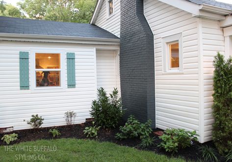 Our Cottage Exterior - Before & After - thewhitebuffalostylingco.com Cottage Renovation Before And After, Front Porch Addition, Cottage Makeover, Craftsman Style Bungalow, Ohio House, Fixer Upper House, White Siding, Craftsman Cottage, Porch Addition