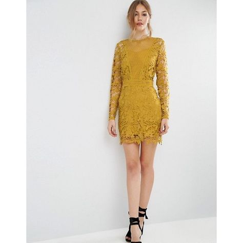 Lace Dress Long Sleeve, Floral Print Prom Dress, Yellow Lace Dress, Black Babydoll Dress, Yellow Lace Dresses, Boho Floral Maxi Dress, Lace Party Dresses, Lace Dress With Sleeves, Long Sleeve Shift Dress