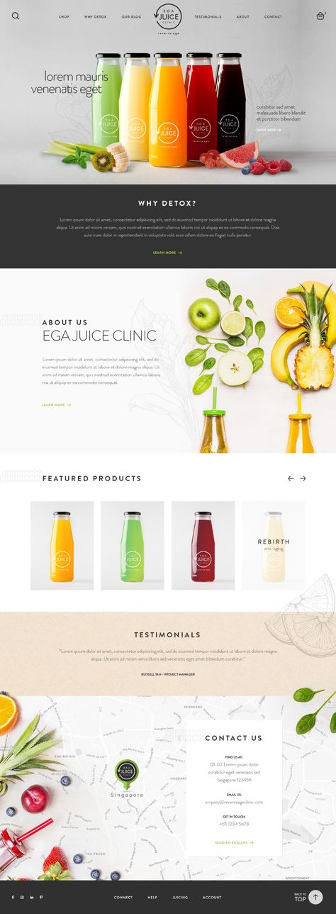 Ega Juice Clinic Website Design on Behance Smoothie Website Design, Drinks Website Design, Beverage Website Design, Juice Website Design, Google Website Design, Veggies Smoothies, Beverage Website, Juice Website, Clinic Website Design