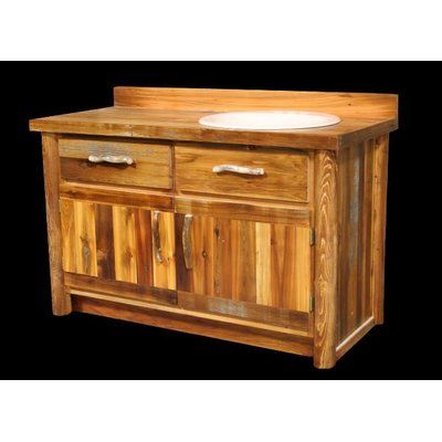 Loon Peak Jorgensen 48" Bathroom Vanity Base Only Sink Location: Right Mexican Tile Bathroom, Bathroom Cabinet With Drawers, Wooden Bathroom Vanity, Single Vanities, Bathroom Vanity Drawers, Bathroom Vanities Without Tops, Farmhouse Vanity, 36 Bathroom Vanity, 30 Bathroom Vanity