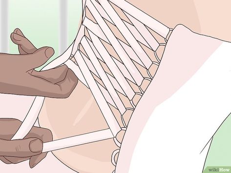 How to Make a Corset Dress (with Pictures) - wikiHow Dress Back Closures Ideas, Diy Lace Up Corset, Adjustable Back Dress, How To Make A Corset Back Dress, Back Lace Up Dress, How To Lace Up A Corset, How To Sew A Corset Back Dress, How To Make A Lace Up Back Dress, Corset Dress Pattern How To Make