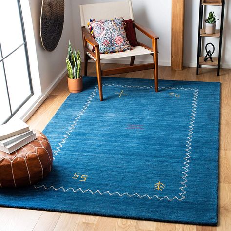 Amazon.com: Safavieh Himalaya Collection HIM583A Handmade Blue Premium Wool Area Rug (3' x 5'): Kitchen & Dining Brick Apartment, Boho Floor, Playroom Rug, Modern Wool Rugs, Modern Contemporary Style, Rug Direct, Navy Area Rug, Large Area Rugs, Unique Rugs