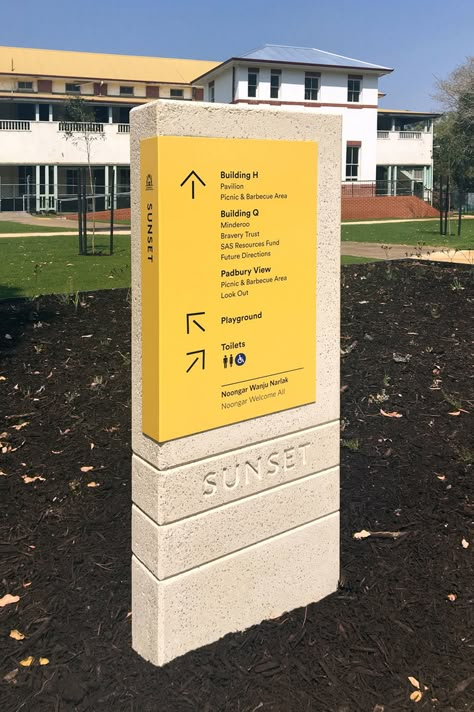 Turner Design | Sunset Heritage Precinct Way Finding Design Graphics, Park Wayfinding Signage, Exterior Wayfinding Signage, Signage Design Outdoor Creative, Wayfinding Signage Design Outdoor, Signage Design Outdoor, Exterior Signage Design, Signage System Design, Monument Signage