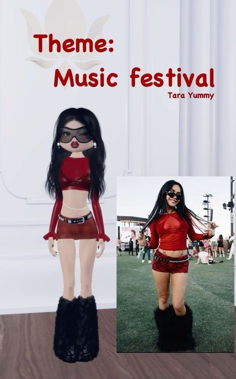 Tara Yummy Dti Outfit, Festival Outfits Dress To Impress, Coachella Dress To Impress, Music Festival Dti Roblox Outfit, Dress To Impress Tara Yummy, Dti Music Festival Outfits Ideas, Dti Outfits Music Festival, Dti Theme Music Festival, Tara Yummy Dress To Impress