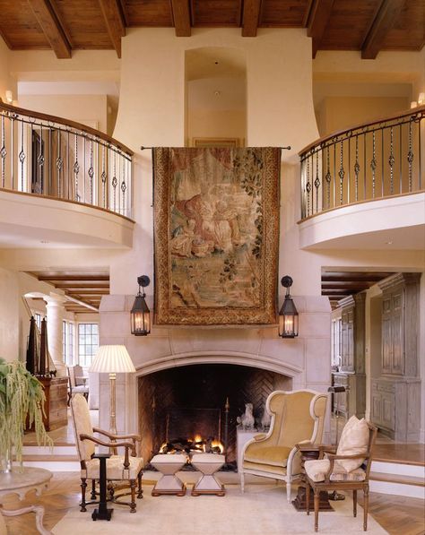 17 Best images about Tapestry Decor on Pinterest | Old world charm ... Fireside Chat, Above Fireplace, Scout Guide, Hearth Room, Cozy Fireplace, Beautiful Rooms, Fireplace Design, Family Rooms, Beautiful Interiors