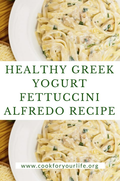 Healthy Alfredo Sauce Recipe, Fetuchini Alfredo, Protein Greek Yogurt, Healthy Alfredo Sauce, Alfredo Recipes, Fettuccini Alfredo, Alfredo Sauce Recipe Easy, Healthy Greek Yogurt, Greek Yogurt Recipes