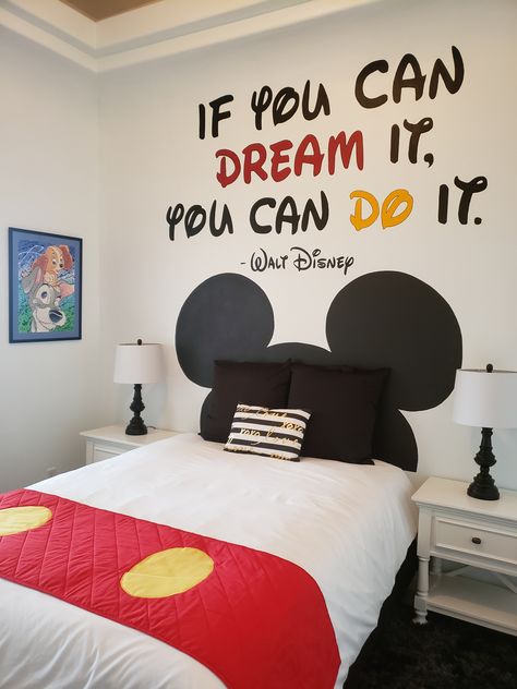 Mickey Mouse bedroom Mickey Mouse Themed Bedroom, Disney Mickey Mouse Bedroom, Mickey Themed Bedroom, Mickey And Minnie Mouse Room Ideas, Mickey Mouse Themed Room, Boys Disney Themed Bedroom, Mickey Room Decor, Boys Disney Bedroom, Mickey Mouse Bedroom Ideas For Adults