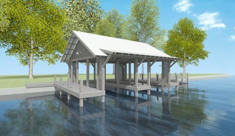 Fayette Boathouse — Lake & Land Studio Boathouse Design, Roof Renovation, Floating Boat Docks, Dock House, Vista House, Boat Shed, Lake Dock, Lakefront Living, Fishing Pier