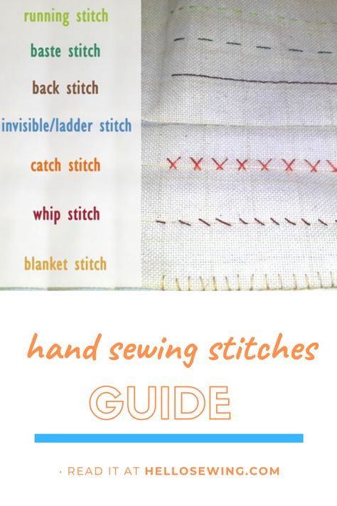 No matter how smart and modern your sewing machine is, any sewist – be it a beginner or a professional needs to know the hand sewing basics and the main hand sewing stitches. Here is an easy guide to all you need to know about the main hand sewing stitches and ways to learn how to do them. Hand Sewing Basics, Hand Sewing Stitches, Hello Sewing, Sewing Stitches By Hand, Hand Stitching Techniques, Colorful Hairstyles, Hand Sewing Projects, Stitching Techniques, Sewing Stitches