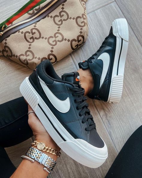 Nike Platform Sneakers, Nike Platform, Nike Court Legacy Lift, Court Legacy Lift, Styles For Summer, Nike Court Legacy, Nike Leather, Tennis Top, Nike Blazers