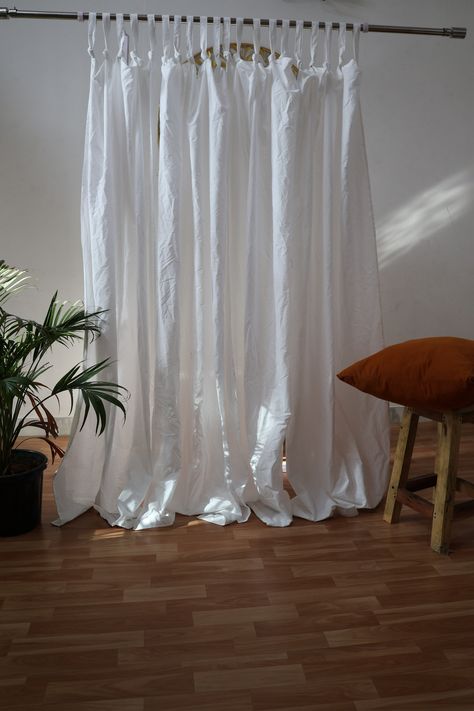 White Cotton curtains, Boho curtains, Window curtain 2 panels, Custom drapery panels with Loops for hanging, Handmade window treatments by JaipurArtsyHome on Etsy Loop Curtains, Off White Curtains, Linen Drapery Panels, White Cotton Curtains, Custom Drapery Panels, Curtains Boho, Bedroom Linen, Boho Duvet, Living Room Door