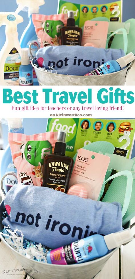 Best Travel Gifts: Travel Teacher Gift Idea Travel Gift Basket, Road Trip Gifts, Ambassador Program, Best Travel Gifts, Traveling Teacher, Travel Themes, All That Glitters, Brand Ambassador, Gift Basket