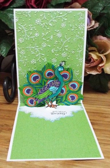 Peacock Cards Handmade, 3d Peacock Craft, Peacock Pop Up Card, Stampin Up Royal Peacock, Peacock Wedding Cards, Rock Paper Scissors, Papertrey Ink, Pop Up Cards, Paper Crafts Cards