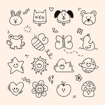 Animal doodle Vectors & Illustrations for Free Download | Freepik Clip Art Doodles, How To Doodle Animals, Cute Animal Doodles Kawaii, Kids Doodles Drawing, Cute Animal Cards, Funny Animal Doodles, Funny Little Doodles, Animal Friends Drawing, Doodle Embellishments