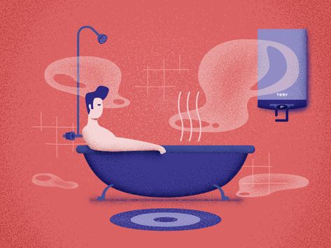 Hot Bath by Kaloyan Tinchev Bathroom Illustration, Motion Logo, Bath Design, Bath Salts, Flat Design, Art Sketches, Global Community, Creative Professional, Illustration Design