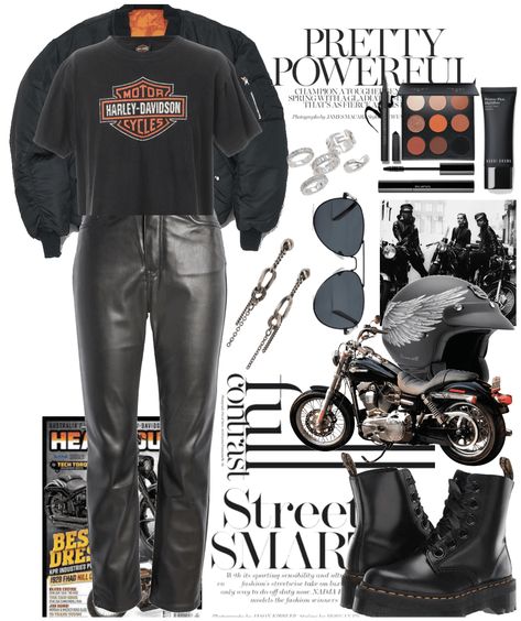 Harley Davidson Fashion For Women, Harley Davidson Aesthetic Outfit, Harley Davidson Outfits Woman, Harley Davidson Aesthetic, Harley Davidson Outfit, Harley Davidson Outfits, Outfits Woman, Motor Harley Davidson Cycles, Outfit Maker