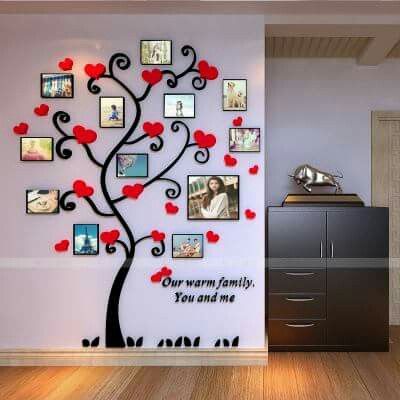 Family Tree Photo Frame, Photo Frame Tree, Cheap Canvas, Acrylic Decoration, Decorating House, Paintings Pictures, Diy Wall Decals, Picture Tree, Living Wall Decor