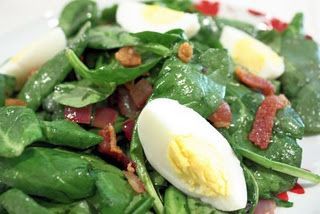 Wilted Spinach Salad with warm bacon dressing. Making this weekend for family! Wilted Spinach Salad, Salmon Garlic, Spinach Salads, Warm Bacon Dressing, Hot Bacon Dressing, Caramelized Onions And Mushrooms, Bacon Dressing, Wilted Spinach, Resep Salad