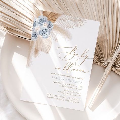 Baby in Bloom Boho Pampas Grass Boy Baby Shower for $2.92 - Baby Shower Invitations Baby Boy Invitations, Gender Neutral Baby Shower Invitations, Boho Baby Shower Invitations, Baby In Bloom, Couples Shower Invitations, Baby Shower Supplies, Tropical Foliage, Baby Shower Invites