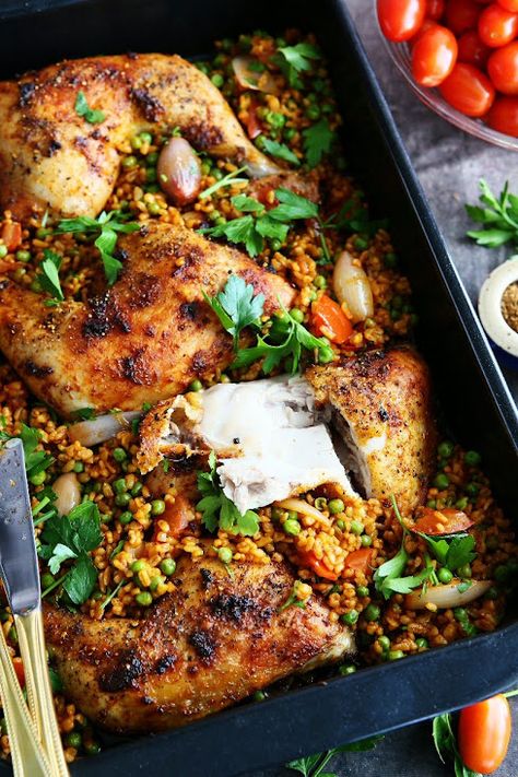 Middle Eastern Roast Chicken and Bulgur Roasted Whole Chicken, Pumpkin Quinoa, Taste Of Home Recipes, Eastern Turkey, Middle Eastern Dishes, Whole Roasted Chicken, Fennel Salad, Dried Figs, Moroccan Food