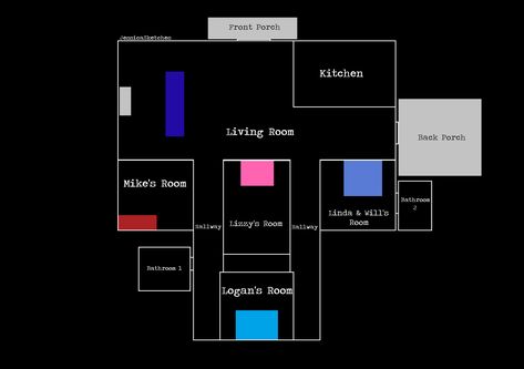 Fnaf 4 House, Family House Layout, Minecraft Space, Fnaf Story, Fnaf Au, Fnaf Book, Map Minecraft, Map Layout, Fnaf 4