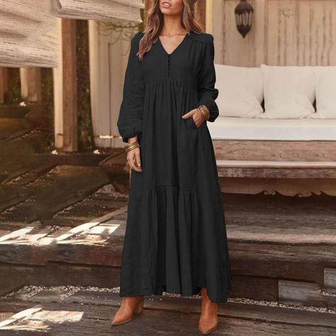 style Shirt Dress Summer, Maxi Sundress, Ankle Length Dress, Linen Casual, Dress Shirts For Women, Women Maxi, Elegant Shirt, Long Sleeve Maxi, Boho Maxi Dress