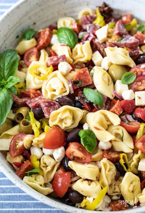 Pasta Salad Tortellini, Salad With Tortellini, Salad Tortellini, Unique Pasta Salad, Antipasto Pasta Salad, The Best Pasta Salad, Antipasto Pasta, Crowd Recipes, Antipasto Recipes