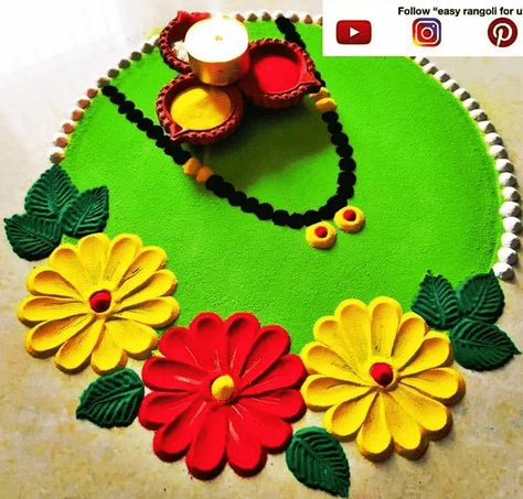 Rangoli Simple Design Easy, Haldi Kumkum Rangoli, Rangoli Simple Design, Haldi Kumkum, Rangoli Easy, Peacock Rangoli, Rangoli Simple, Festival Rangoli, Rangoli Designs Latest