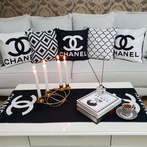 Set Of 3 Letter Velvet Throw Pillows Black&White Pillow | Etsy Chanel Decoration, Chanel Bedding, Chanel Bedroom, Chanel Room, Coco Chanel Wallpaper, Ashley Bedroom, Chanel Decor, Beautiful Bedrooms Master, Unicorn Bedroom