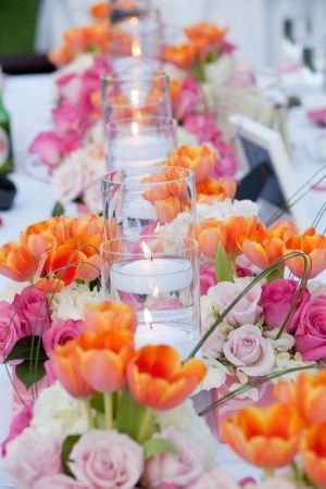 The Parker Palm Springs, Orange And Pink Wedding, Flowers And Candles, Tulip Wedding, Parker Palm Springs, Orange Party, Sunset Orange, Palm Springs Wedding, Orange Wedding