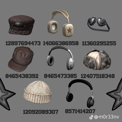 Roblox Accessories Codes, Accessories Codes, Roblox Accessories, Brown Hair Roblox, Roblox Image Ids, Y2k Hair, Roblox Clothes, Black Hair Roblox, Y2k Accessories