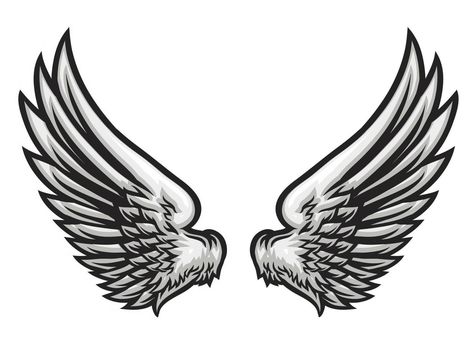 2023 Tattoo Ideas, Eagle Wing Tattoos, Wing Illustration, Wings Sketch, Wings Icon, 2023 Tattoo, Side Neck Tattoo, Wing Tattoo Designs, Angel Wings Wall