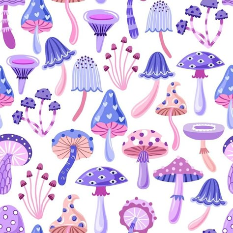 Magic witchy mushroom seamless pattern | Premium Vector #Freepik #vector #cartoon-pattern #magic-mushroom #esoteric #alchemy Mushroom Design Art, Colorful Mushroom Drawing, Fun Patterns To Draw, Toadstool Drawing, Magic Mushroom Illustration, Mushroom Digital Art, Esoteric Alchemy, Aesthetic Mushrooms, Witchy Mushroom